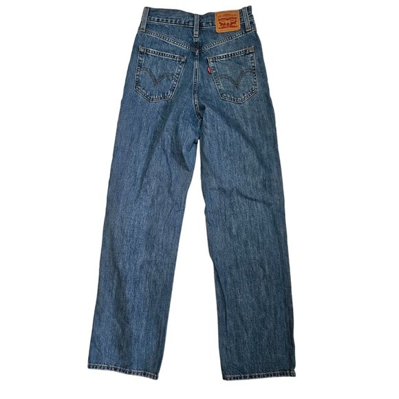 Levi's High Rise Jeans 24 X 30 Distressed Medium Wash Straight Leg - Picture 2 of 10